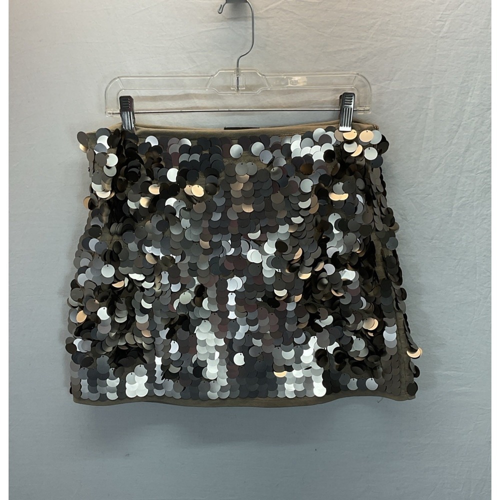 J. Crew Paulette Big Sequin Mini Skirt Taupe Silver Sz S Party‎ Dressy